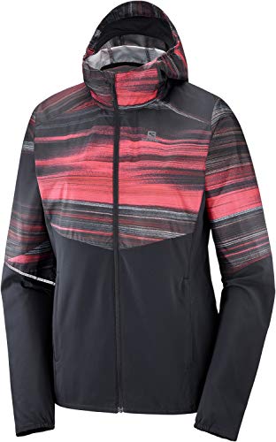 Salomon AGILE FZ HOODIE W Chaqueta cortavientos, Negro/Granate (Winetasting), Talla L para Mujer Salomon AGILE FZ HOODIE W Chaqueta cortavientos, Negro/Granate (Winetasting), Talla L para Mujer