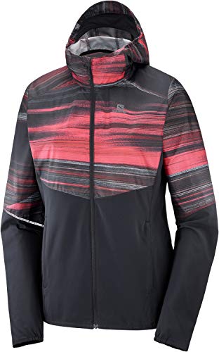 Salomon AGILE FZ HOODIE W Chaqueta cortavientos, Negro/Granate (Winetasting), Talla L para Mujer