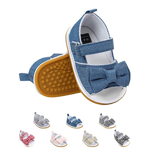Sandalias de Bebé Niña con Bowknot, Zapatos de Verano para Infantil Pequeños con Suela Blanda (18 EU, Azul)