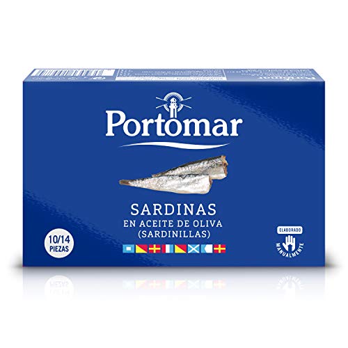Sardinas en aceite de oliva (Sardinillas)-10-14 pzs/lata- Portomar- Pack 8 x 115gr-total= 920 gr.