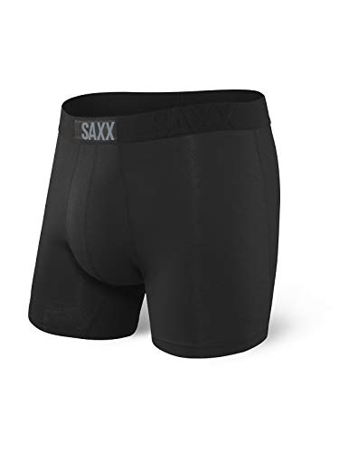 SAXX Underwear Co. Calzoncillos boxer Calzoncillos boxer Vibe con ropa interior de apoyo incorporada para el estadio Ballpark para negro, mediano Medio Negro