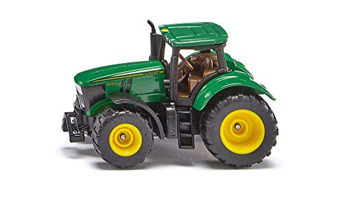 SIKU 1064, Tractor John Deere 6250R, Metal/Plástico, Verde, Incluye enganche para remolque, Ruedas con neumáticos de goma