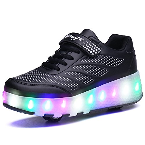 SkybirdUK Cambio de 7 colores LED Roller Skate Shoes para Chicas 4 Reino Unido Negro
