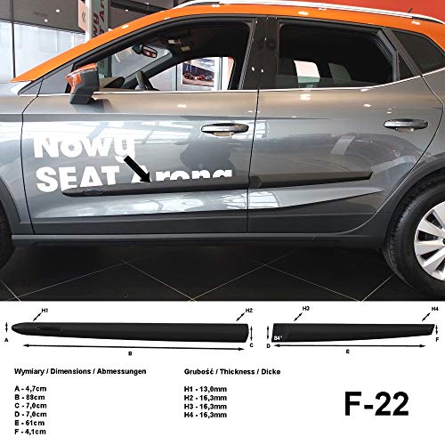 Spangenberg Listones de protección laterales de color negro para Seat Arona SUV Combi a partir de año de construcción 10.2017- F22 (3700022)