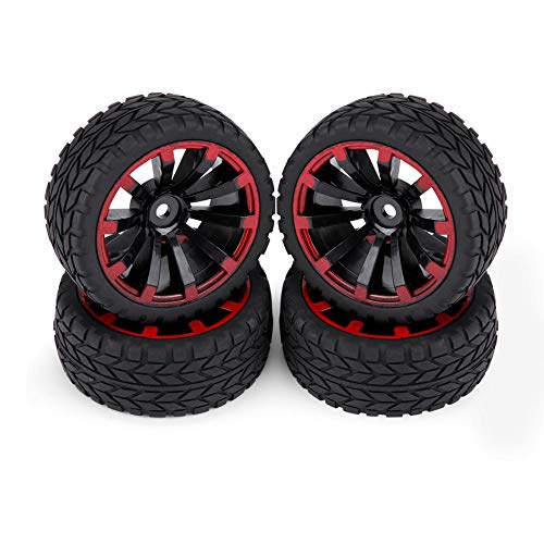 Tbest Neumáticos 4pcs RC, Llantas para vehículos Todoterreno RC Crawler Tire Ruedas de Goma para RC 1:10 Parte del Coche(Patrón de Grano)