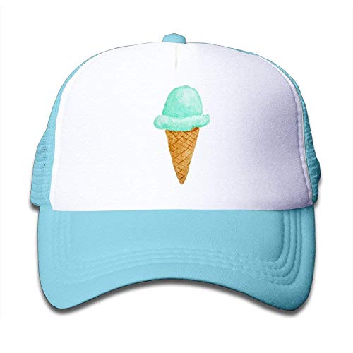 Wdskbg Cute Kids Ice Cream Cone Watercolor Cute Adjustable Snapback Hats Mesh Baseball Hat Unisex Cap