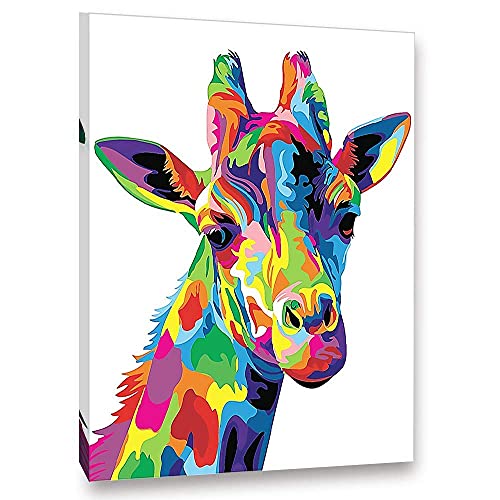 Xykhlj Colorido giraffe_DIY Nueva pintura por números para adultos Niños Preimpresión Lienzo Kit de regalo de pintura al óleo preimpresa Lienzo Art Home Decorati_40 x 50 cmFrameless