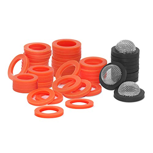 YuCool 50 pieces, silicone garden hose washers rubber washers seals and stainless steel garden hose coupling filter washers, fit all standard 3/4 inch garden hose accessories
