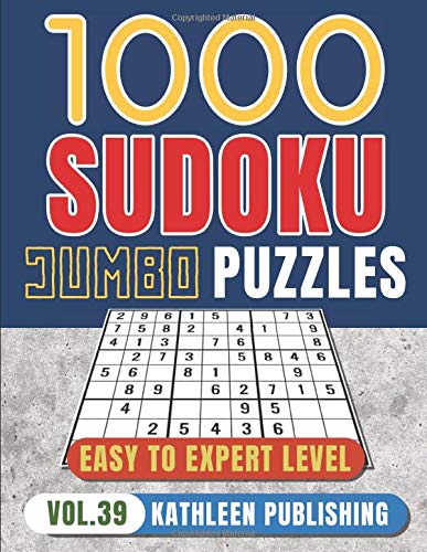1000 Sudoku Puzzle Books: Jumbo Sudoku Puzzle Books | 4 diffilculty - Easy Medium Hard for Beginner to Expert | Brain Game for adults | Perfect Gift for Senior, adult, mom Made in USA | Vol. 39