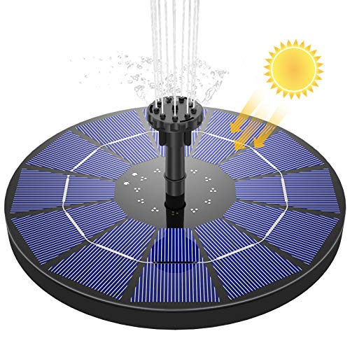 AISITIN Fuente Solar Bomba, 3.5W Fuente de Jardín Solar Panel Solar Flotante de Batería Incorporada de 1500mAH con 6 Boquillas Muy Adecuado para Pequeños Estanques Decoración de Jardines, 18cm/7inch
