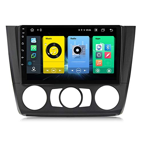 Autoradio Coche Bluetooth 2 Din Android Radio De Coche 9'' Pantalla Táctil Wifi Plug And Play Completo RCA SWC Soporte Carautoplay/GPS/DAB+/OBDII Para BMW Serie 1, E88, E82, E81, E87,Manual,M100