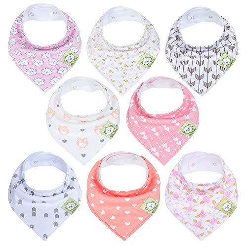 Baberos para bebé tipo bandolera para niñas - Baberos tipo pañuelo, de algodón orgánico súper absorbente - Babero para baba de bebé - Baberos para dentición (Pink Dreams) Baberos para bebé tipo bandolera para niñas - Baberos tipo pañuelo, de algodón orgánico súper absorbente - Babero para baba de bebé - Baberos para dentición (Pink Dreams)