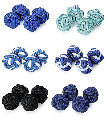 Besteel 6 Pares Gemelos Nudo Seda Azul Negro Gemelos Camisa Hombre Mujer Besteel 6 Pares Gemelos Nudo Seda Azul Negro Gemelos Camisa Hombre Mujer
