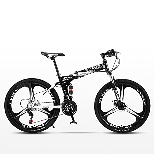 Bicicleta, Bicicleta De Montaña Plegable, Desplazamiento De 26 Pulgadas De Doble Amortiguamiento.-Rueda De Tres Cuchillos En Blanco Y Negro_24 Pulgadas 24 Velocidades,Montaña Ciclomotor Bicicleta, Bicicleta De Montaña Plegable, Desplazamiento De 26 Pulgadas De Doble Amortiguamiento.-Rueda De Tres Cuchillos En Blanco Y Negro_24 Pulgadas 24 Velocidades,Montaña Ciclomotor