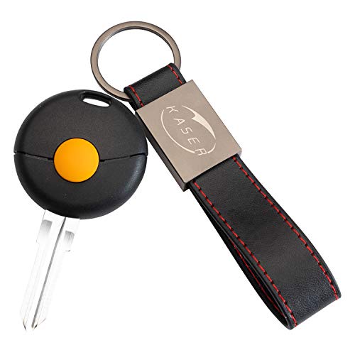 Carcasa Funda Llave Remoto Mando 1 Botones para Smart Fortwo Coupe 450 Sin Logo con Llavero de Cuero KASER Carcasa Funda Llave Remoto Mando 1 Botones para Smart Fortwo Coupe 450 Sin Logo con Llavero de Cuero KASER