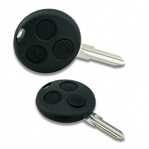 Carcasa para llave de 3 botones con llave en blanco para Smart Cabrio 450, City Coupe 450, Crossblade 450, Fortwo Cabrio 450, Fortwo Coupe 450, negro (2X) Carcasa para llave de 3 botones con llave en blanco para Smart Cabrio 450, City Coupe 450, Crossblade 450, Fortwo Cabrio 450, Fortwo Coupe 450, negro (2X)