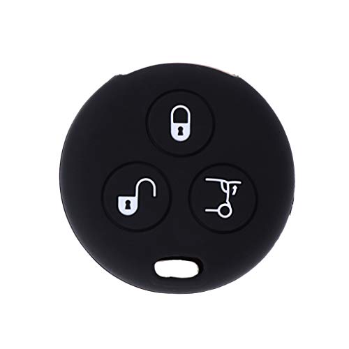 cdhgsh Funda de Silicona para Llave de Coche se Adapta a Benz Smart City Roadster Fortwo 3 Botones Funda de Llave de Coche Negra cdhgsh Funda de Silicona para Llave de Coche se Adapta a Benz Smart City Roadster Fortwo 3 Botones Funda de Llave de Coche Negra