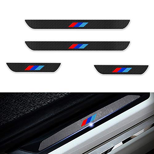 Compatible con E34 E39 E60 E61 F07 GT F10 F11 F18 M Styling Protectores de Umbral de la Puerta del Coche Fibra de Carbono Adhesiva Pegatinas 4 Piezas/Set