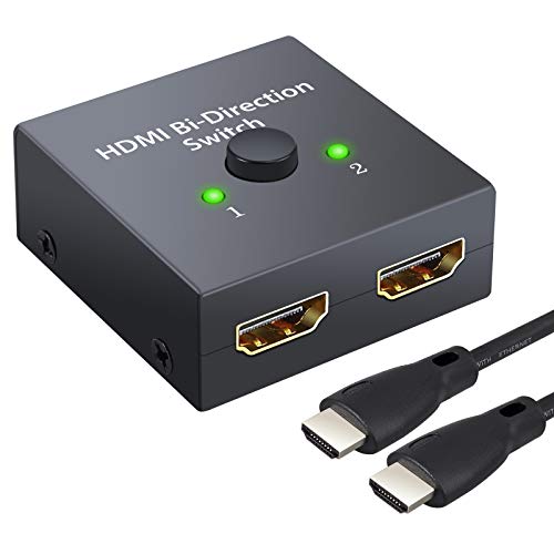Conmutador HDMI 4K Bi-direccional - LiNKFOR HDMI Switcher con Cable HDMI 2.0 Soportar 3D 1080P, HDMI Switch Bi-direccional 2 entradas x 1 Salida para HDTV Reproductor de BLU-Ray DVR PS4