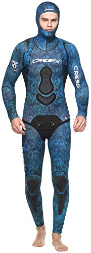 Cressi Apena Men Complete Wetsuit 3.5mm Traje Profesional de Apnea y Pesca, Hombre, Azul Camou, L/4