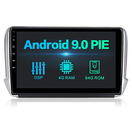 Dasaita 10.2" Android 9.0 Autoradio Bluetooth Coche con DSP 4G RAM 64G ROM para Peugeot 2008 208 2012 2013 2014 2015 2016 2017 2018 Radio 1 DIN Soporte WiFi Dab+ GPS Mirror-Link Mandos de Volante USB