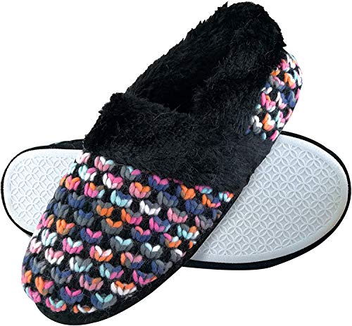 DUNLOP - Mujer Invierno Calientes Suaves Peluche Pantuflas Zapatillas por Casa (39 EU, 8029 Black)