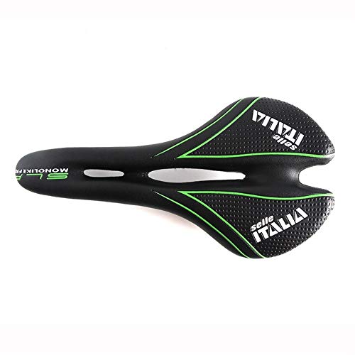 DYQ Asiento de Bicicleta MTB Nueva sillín Selle Italia Ultraligero Bicicleta de montaña ergonómico cómodo Camino de Onda Montar de la Bici de Ciclo del Asiento (Color : Black Green)