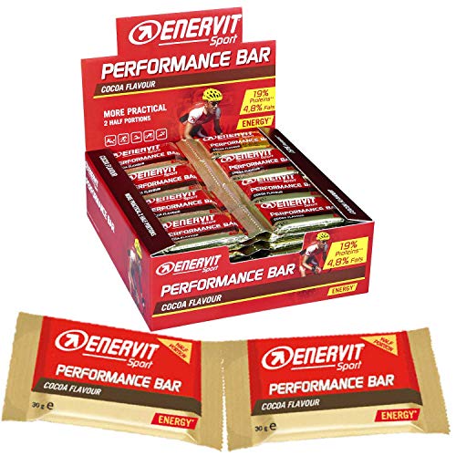 ENERVIT Sport Performance Bar | High Carb Energy Bar | Barritas energéticas con proteínas, magnesio y vitaminas | Barritas deportivas para entrenamiento | (Chocolate, pack ahorro con 28 doble bloqueo)