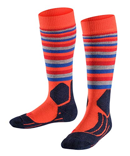 Falke Sk2 Stripe - Calcetines de esquí para niños, Multicolor (Samba Orange 8182), 27 - 30