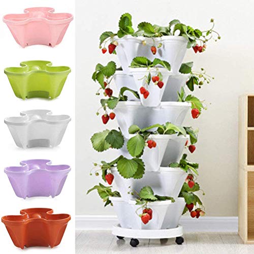 Flor 3D Garden Tower Pot, superpuestas Nursery Pots al Aire Libre, Multi-Capa de plástico de Fresa Cuenca sembradora de Semillas A Partir Ollas