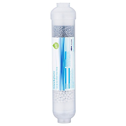 Geekpure Cartucho de filtro de agua de repuesto alcalino universal en línea de 10 pulgadas pH+ para sistema de ósmosis inversa -1/4 pulgadas de rosca