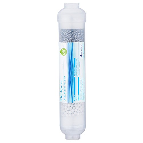 Geekpure Cartucho de filtro de agua de repuesto alcalino universal en línea de 10 pulgadas pH+ para sistema de ósmosis inversa -1/4 pulgadas de rosca Geekpure Cartucho de filtro de agua de repuesto alcalino universal en línea de 10 pulgadas pH+ para sistema de ósmosis inversa -1/4 pulgadas de rosca