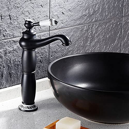 Grifo de la cocina Baño Grifo mezclador de lavabo alto Acabado en bronce negro Base de cerámica Mezclador de lavabo Agua fría y caliente Montado en cubierta ZR262 Grifo de la cocina Baño Grifo mezclador de lavabo alto Acabado en bronce negro Base de cerámica Mezclador de lavabo Agua fría y caliente Montado en cubierta ZR262