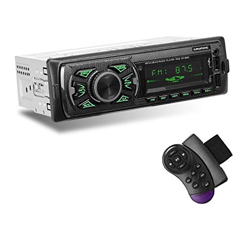 GRUNDIG Estéreo para automóvil con sistema manos libres Bluetooth y control remoto en el volante, reproductor MP3 para estéreo de automóvil 1 DIN con reproducción/carga de música multimedia