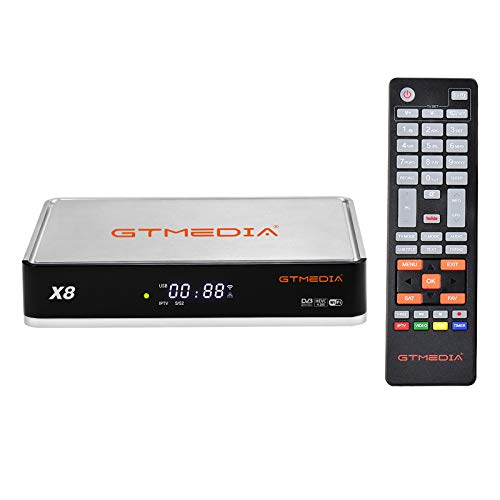 GTMEDIA X8 Decodificador,Receptores de TV por Satélite DVB-S/S2/S2X T2-MI - Apoyar HD 1080P/ PVR/HD/SCART/HEVC H.265/ 10bit/ Biss Auto Roll/WiFi