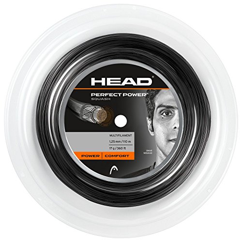 HEAD Perfect Power - Carrete de squash (110 m, 16/1,30 mm), color negro
