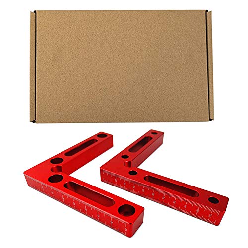 Herramienta de carpintero de ángulo recto, marco de aleación de aluminio de fijación regla de esquina L tipo carpintería titular bloque de posicionamiento cuadrados de soldadura (2 piezas con caja) Herramienta de carpintero de ángulo recto, marco de aleación de aluminio de fijación regla de esquina L tipo carpintería titular bloque de posicionamiento cuadrados de soldadura (2 piezas con caja)