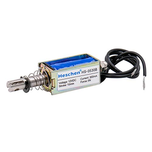 Heschen Electroimán solenoide HS-0530B DC 12V 300mA 5N 10mm Carrera Tipo Push Pull Marco abierto