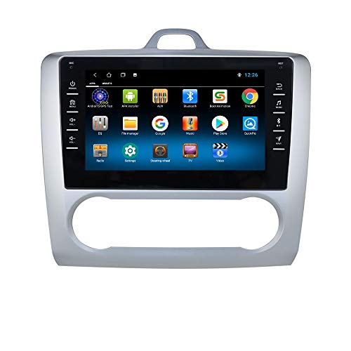 hizpo Autoradio Bluetooth Manos Libres Compatible con Ford Focus Exi AT 2004-2011 GPS Control del Volante Wi-Fi 4G Cámara Trasera Dab DVR Enlace de Duplicación Radio /FM/USB/OBD2 Plata
