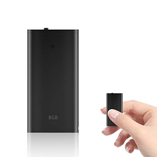 H+Y Mini Espía Grabadora de Voz, 8 GB Portatil Grabadora con Activación por Voz, Recargable por USB y Funciones MP3, Ideal para Clases, Reuniones, Entrevistas, Hasta 96 Horas