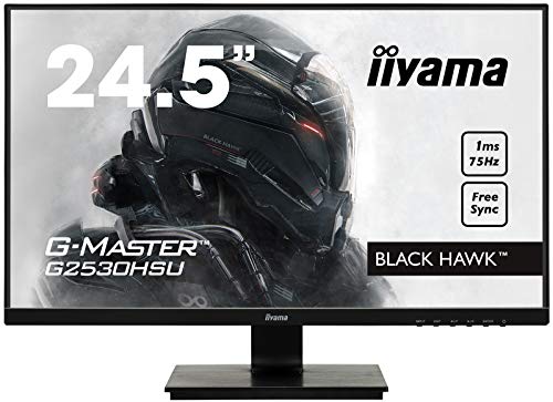 iiyama G-MASTER Black Hawk G2530HSU-B1 Monitor Gaming LED 62.23 cm, 24.5 pulgadas, Full-HD (VGA, HDMI, DisplayPort, USB 2.0, 1ms, FreeSync), Negro Mate