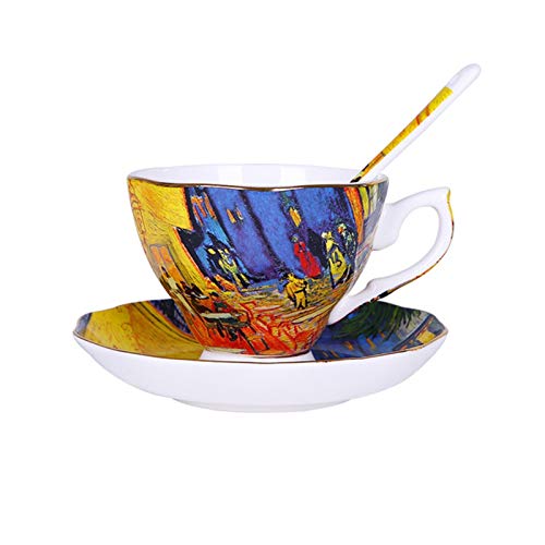 Juego De Cafe El nuevo arte de la pintura taza de café El noche estrellada Girasoles El sembrador Iris en Saint-Remy de café tazas de té Tazas Cafe (Color : 3)
