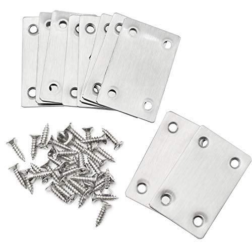 JUN-H 10 Piezas Acero Soportes de Esquina Planos Conector de Soporte de Fijación de Reparación con 40 Tornillos para Reparar Sillas, Mesas de Comedor, Camas, Tabiques para Baños Públicos JUN-H 10 Piezas Acero Soportes de Esquina Planos Conector de Soporte de Fijación de Reparación con 40 Tornillos para Reparar Sillas, Mesas de Comedor, Camas, Tabiques para Baños Públicos