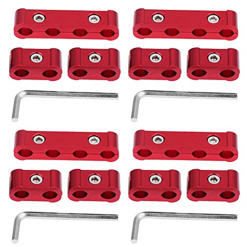 KIMISS 12Pcs Separadors del alambre de la bujía del motor de la aleación de aluminio -- 8mm 9mm 10mm Divisors del coche(Rojo)