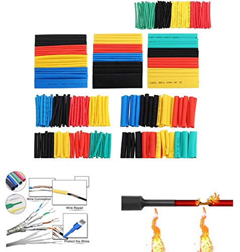 Kit de tubos termorretráctiles de 164 piezas, aislamiento eléctrico, funda de cable termorretráctil, 5 colores en 8 tamaños