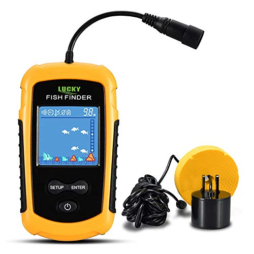 Lixada Buscador de Peces Sonar Portátil LCD Pantalla Color/Gris 100M/328ft Sonda de Detección para Pesca en el Mar y Hielo