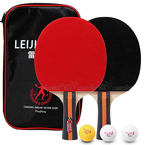 Lixada Tenis de Mesa Juego de 2 Jugadores 2 Raquetas de Palos de Tenis de Mesa y 3 Pelotas de Ping Pong con Funda (Modelo 3—con Maleta)