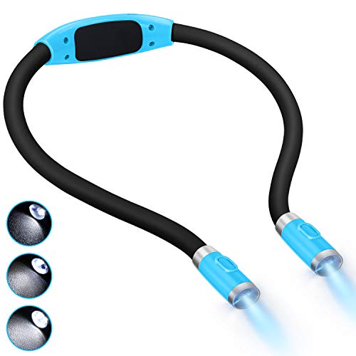 LUXJET Flexible llevó luz del libro de la abrazo lámpara de lectura de luz de la linterna cuello lectura, 4 LED bombillas, 3 brillo ajustable, USB recargable, para leer en la cama o coche (azul claro) LUXJET Flexible llevó luz del libro de la abrazo lámpara de lectura de luz de la linterna cuello lectura, 4 LED bombillas, 3 brillo ajustable, USB recargable, para leer en la cama o coche (azul claro)