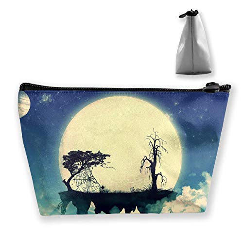 Makeup Bag Cosmetic Moon Abstract Tree Portable Cosmetic Bag Mobile Trapezoidal Storage Bag Travel Bags with Zipper