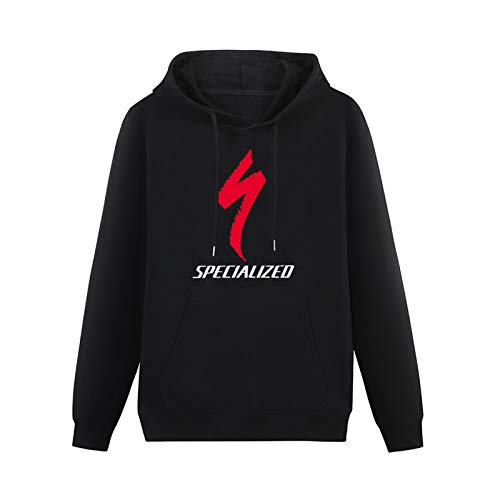 Men's Specialized Logo Hoodies Long Sleeve Pullover Loose Hoody Sweatershirt Black L